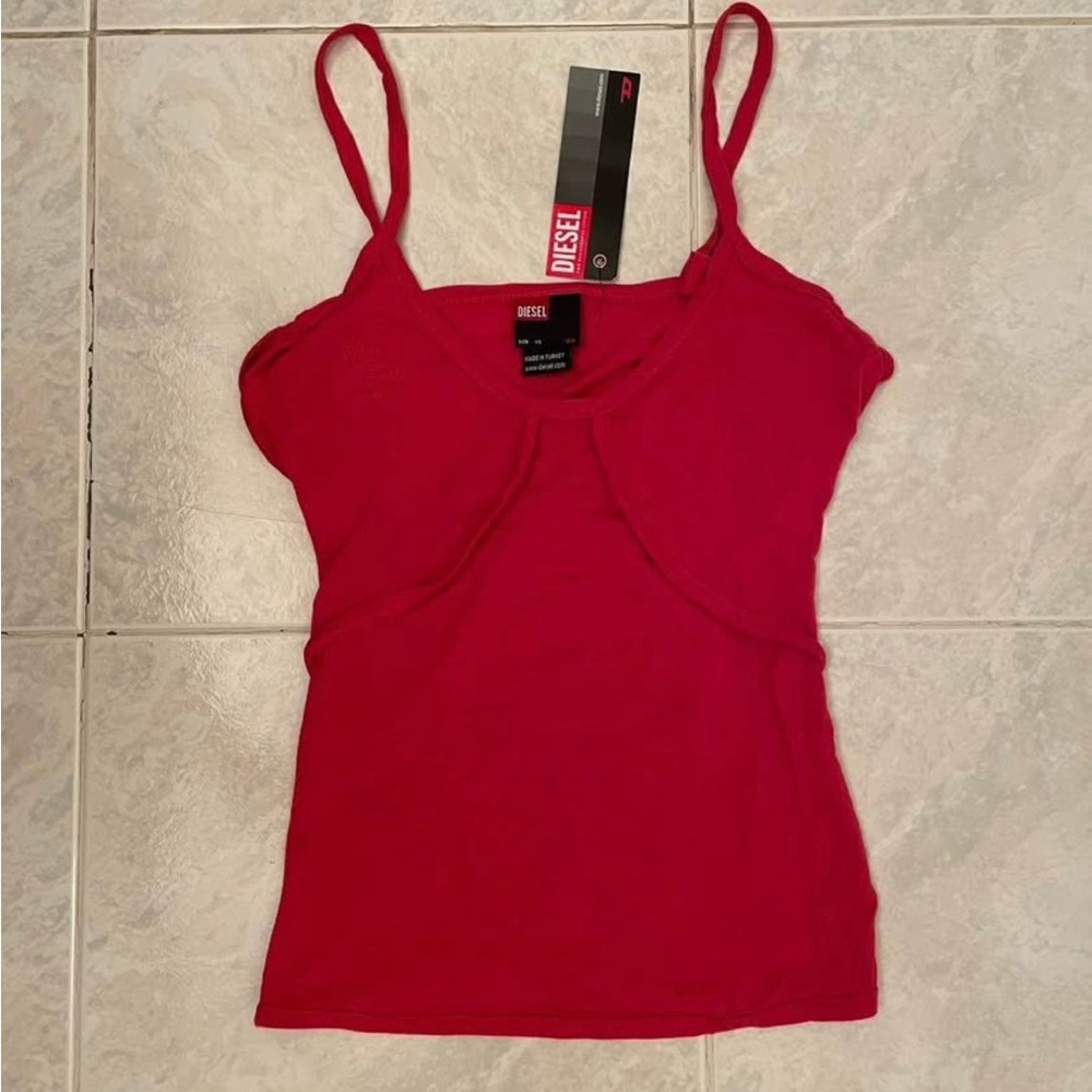 Diesel Red Fitted Tank Top